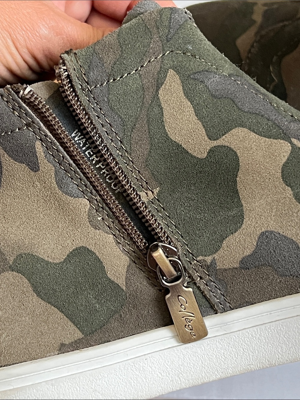 Womens Camouflage Slip-On Wedge Sneakers - Olive Green - Picture 7 of 9